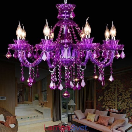 Elegantný fialový krištáľový stropný európsky luster Elegantný fialový krištáľový stropný európsky luster