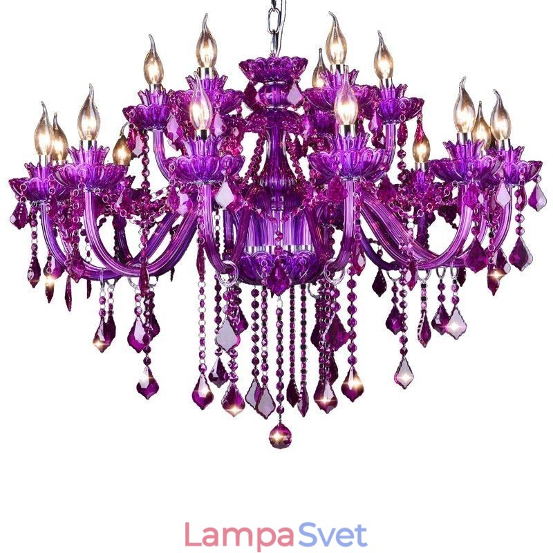 Elegantný fialový krištáľový stropný európsky luster
