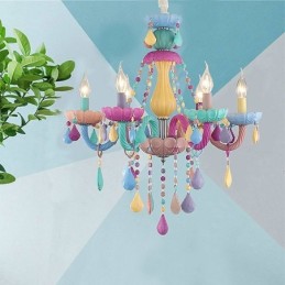 Európsky farebný krištáľový luster Macaron Pendant Light