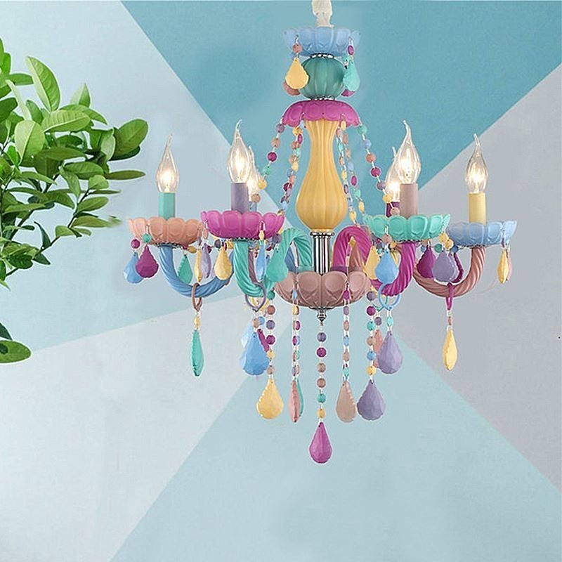 Európsky farebný krištáľový luster Macaron Pendant Light