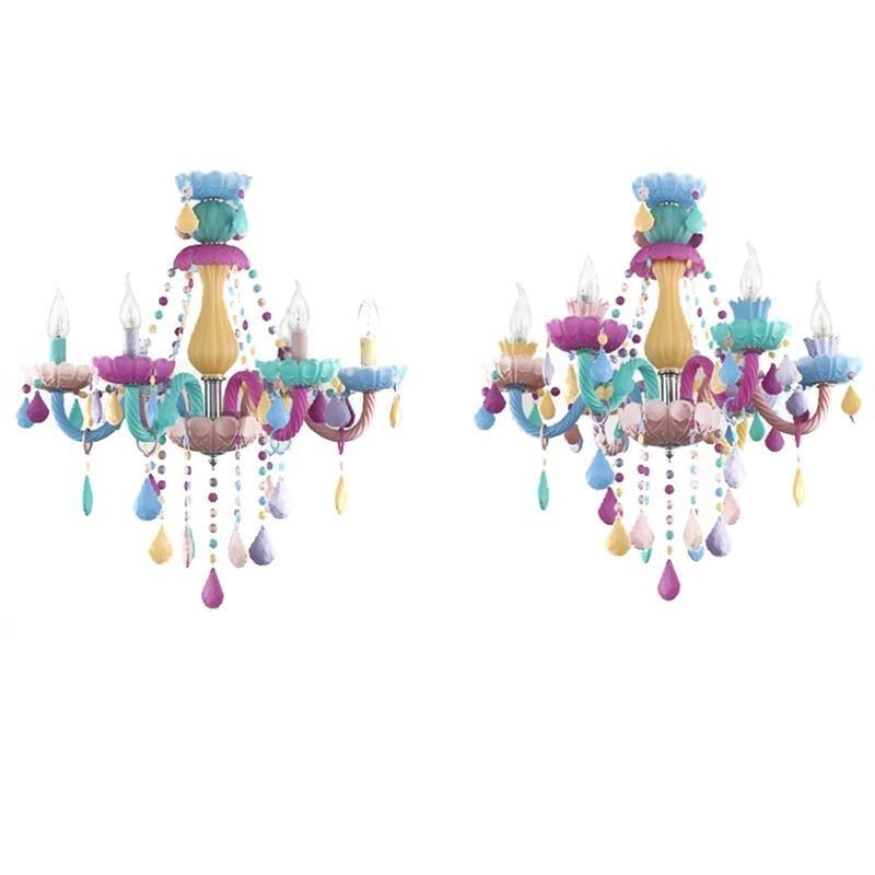 Európsky farebný krištáľový luster Macaron Pendant Light