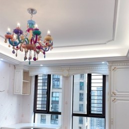 Európsky farebný krištáľový luster Macaron Pendant Light