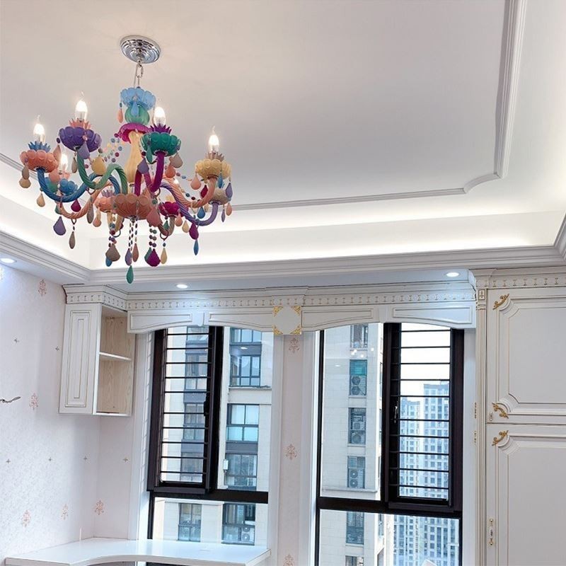 Európsky farebný krištáľový luster Macaron Pendant Light
