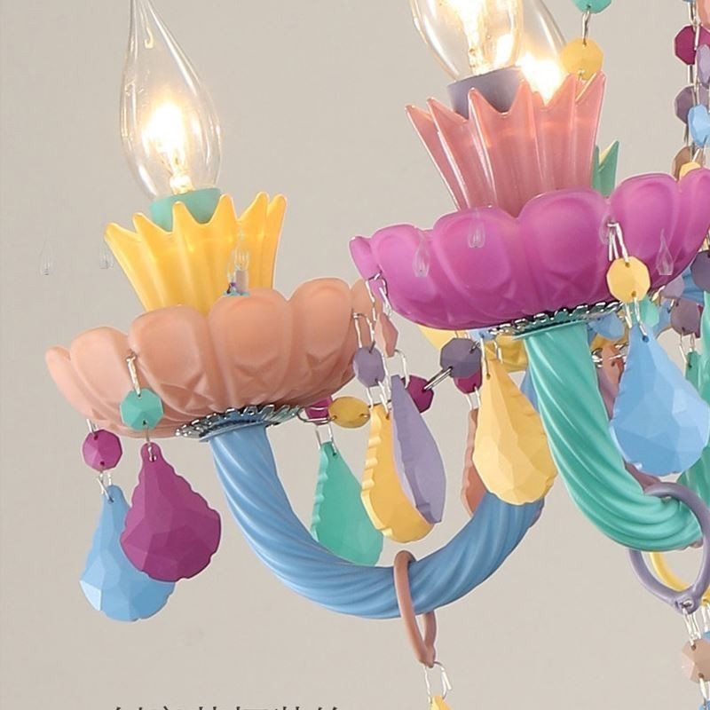 Európsky farebný krištáľový luster Macaron Pendant Light