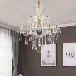 Elegantný krištáľový luster Európske závesné svietidlo