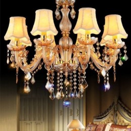 Európsky krištáľový luster Elegantné jantárové závesné svetlo