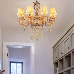 Európsky krištáľový luster Elegantné jantárové závesné svetlo
