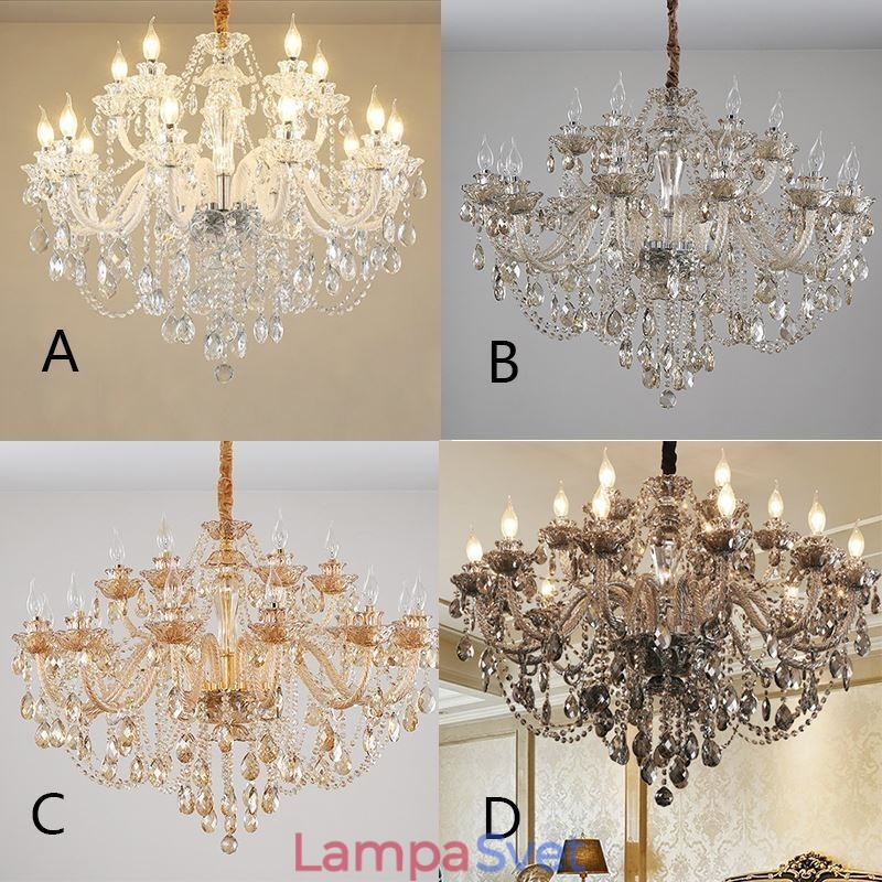Luxusný krištáľový luster Európske elegantné závesné svietidlo
