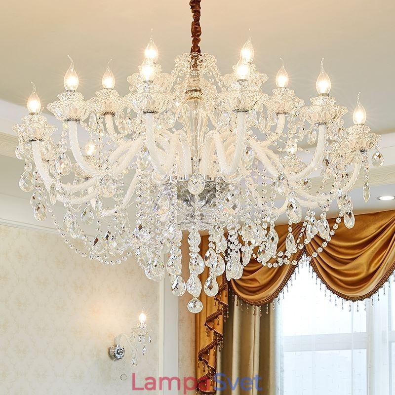 Luxusný krištáľový luster Európske elegantné závesné svietidlo