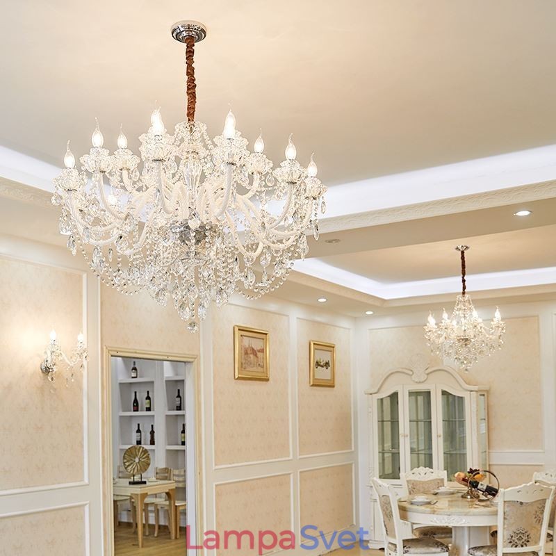 Luxusný krištáľový luster Európske elegantné závesné svietidlo