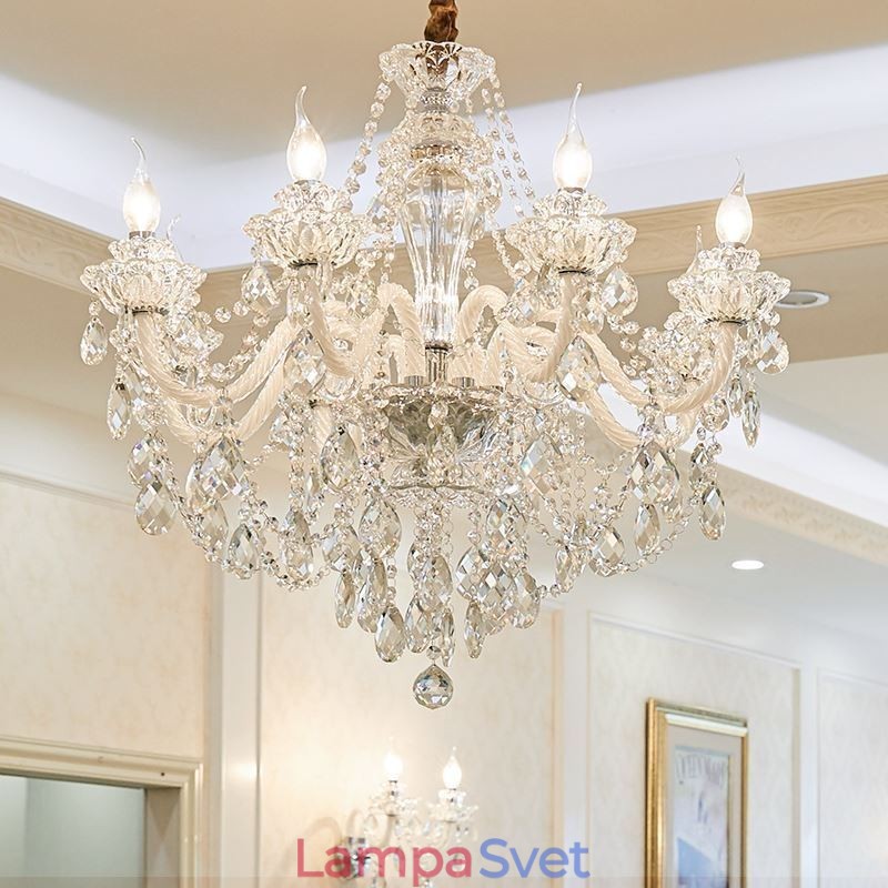 Luxusný krištáľový luster Európske elegantné závesné svietidlo