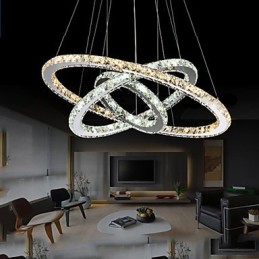 Závesné lampy Jantárové a číre K9 krištáľové lusterové osvetlenie s 3 prstencami