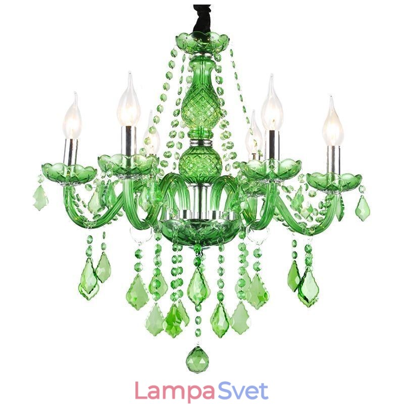 Jedinečný krištáľový luster v európskom štýle so zeleným závesným svietidlom