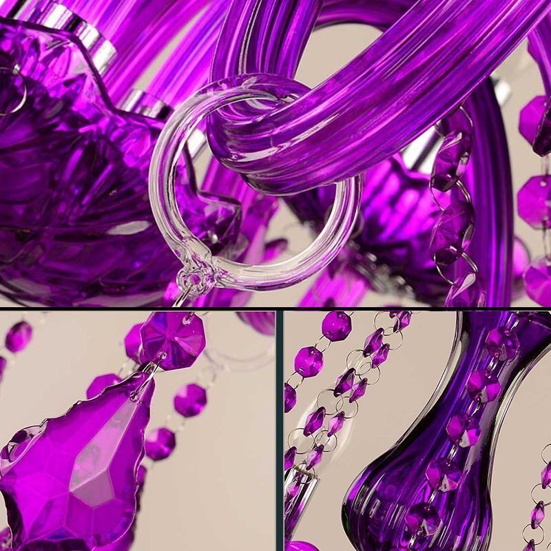 Krištáľový luster v európskom štýle Purpurové závesné svetlo