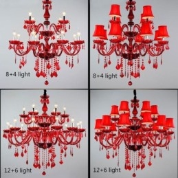 Krištáľový luster European Red Color Závesné svetlo