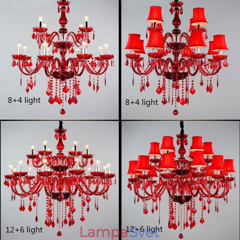 Krištáľový luster European Red Color Závesné svetlo