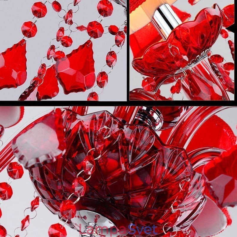 Krištáľový luster European Red Color Závesné svetlo