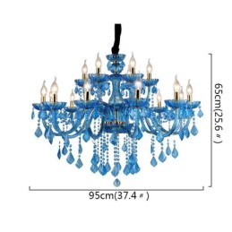 Elegantný krištáľový luster Európske modré závesné svetlo