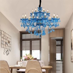 Elegantný krištáľový luster Európske modré závesné svetlo