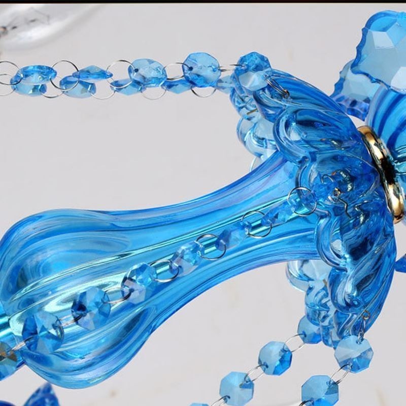 Elegantný krištáľový luster Európske modré závesné svetlo