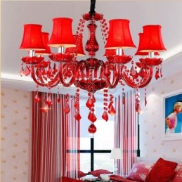 Luxusný krištáľový luster European Red Color Závesné svetlo