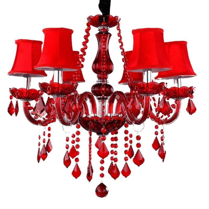 Luxusný krištáľový luster European Red Color Závesné svetlo