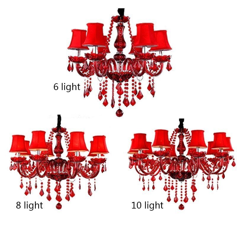 Luxusný krištáľový luster European Red Color Závesné svetlo