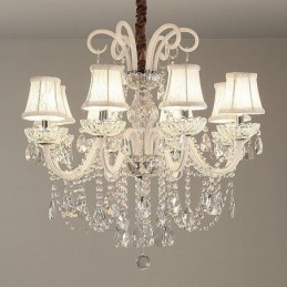 Elegantný krištáľový luster Európska biela závesné svetlo