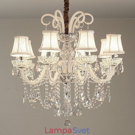 Elegantný krištáľový luster Európska biela závesné svetlo Elegantný krištáľový luster Európska biela závesné svetlo