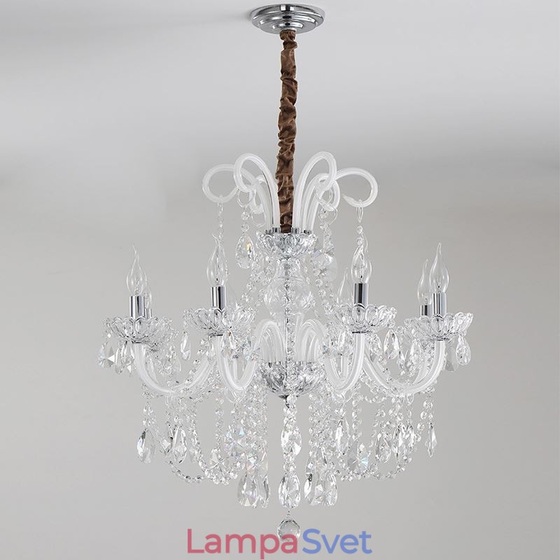 Elegantný krištáľový luster Európska biela závesné svetlo
