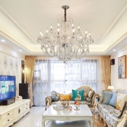 Elegantný krištáľový luster Európska biela závesné svetlo