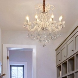 Elegantný krištáľový luster Európska biela závesné svetlo