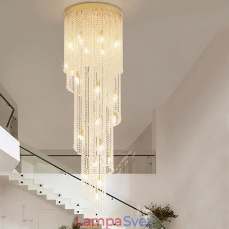 Moderný krištáľový luster Luxusné schodiskové krištáľové stropné svietidlo s 19 svietidlami Moderný krištáľový luster Luxusné schodiskové krištáľové stropné svietidlo s 19 svietidlami