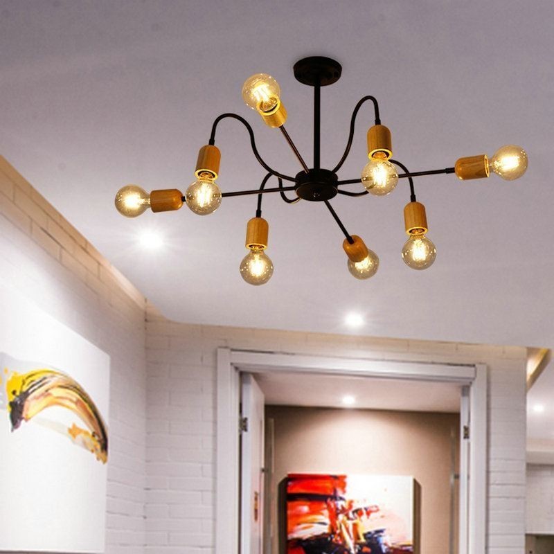Súčasný kreatívny železný závesný luster Light Spider