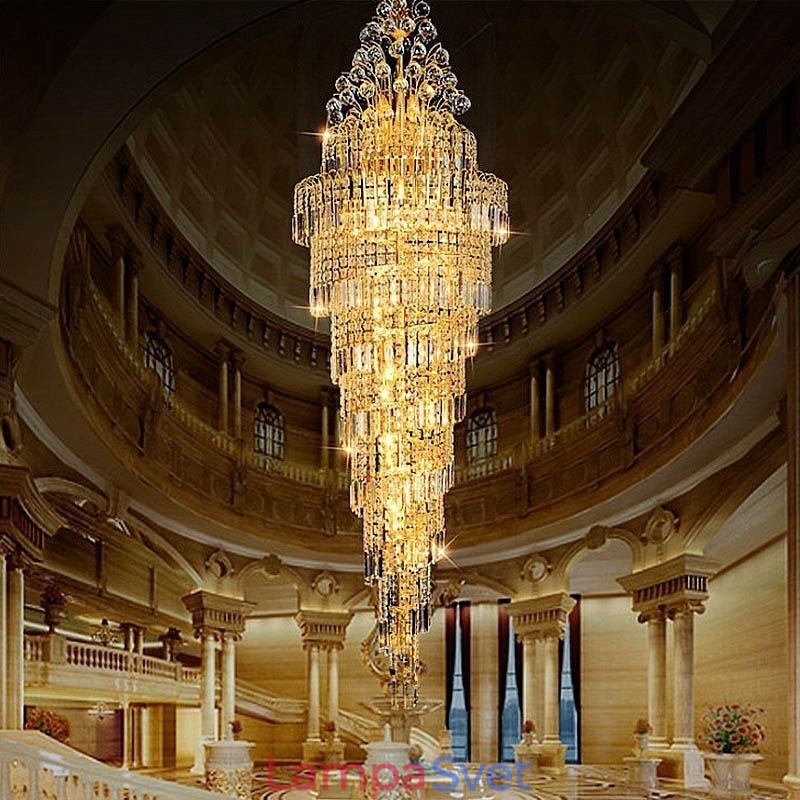 Elegantný krištáľový empírový luster Európsky luxusný dlhý prívesok