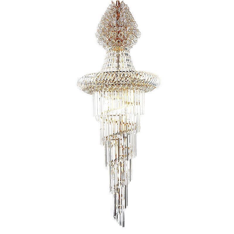Luxusný krištáľový luster Moderné európske elegantné dlhé závesné dvojpodlažné schodisko