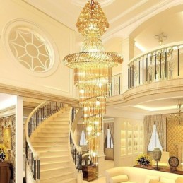 Luxusný krištáľový luster Moderné európske elegantné dlhé závesné dvojpodlažné schodisko