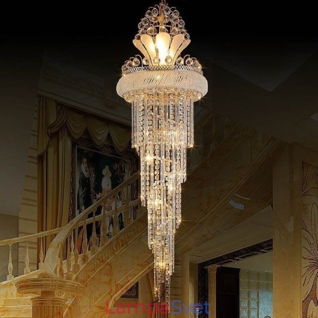 Elegantný krištáľový luster Moderné jednoduché dlhé závesné dvojpodlažné schodisko Elegantný krištáľový luster Moderné jednoduché dlhé závesné dvojpodlažné schodisko