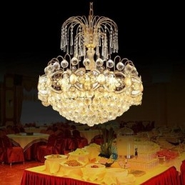 Elegantný krištáľový luster klasické zlaté závesné svetlo