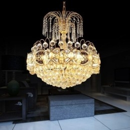 Elegantný krištáľový luster klasické zlaté závesné svetlo