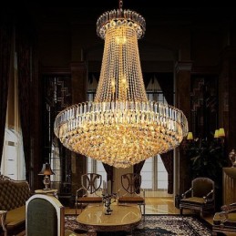 Elegantný krištáľový luster Európske závesné svetlo Dlhý závesný luster Duplex schodisko