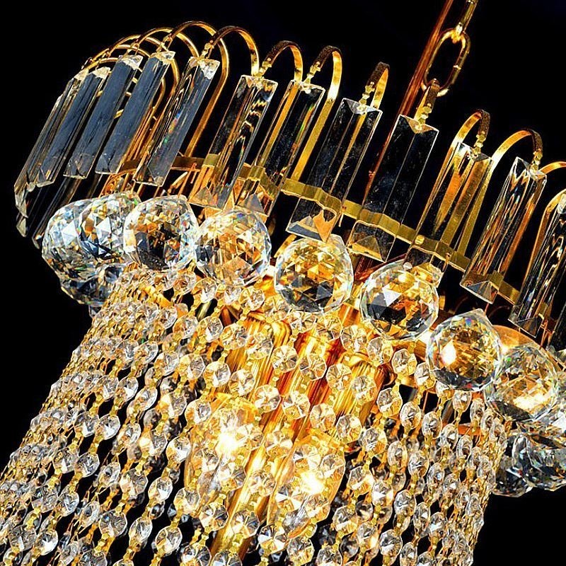 Elegantný krištáľový luster Európske závesné svetlo Dlhý závesný luster Duplex schodisko