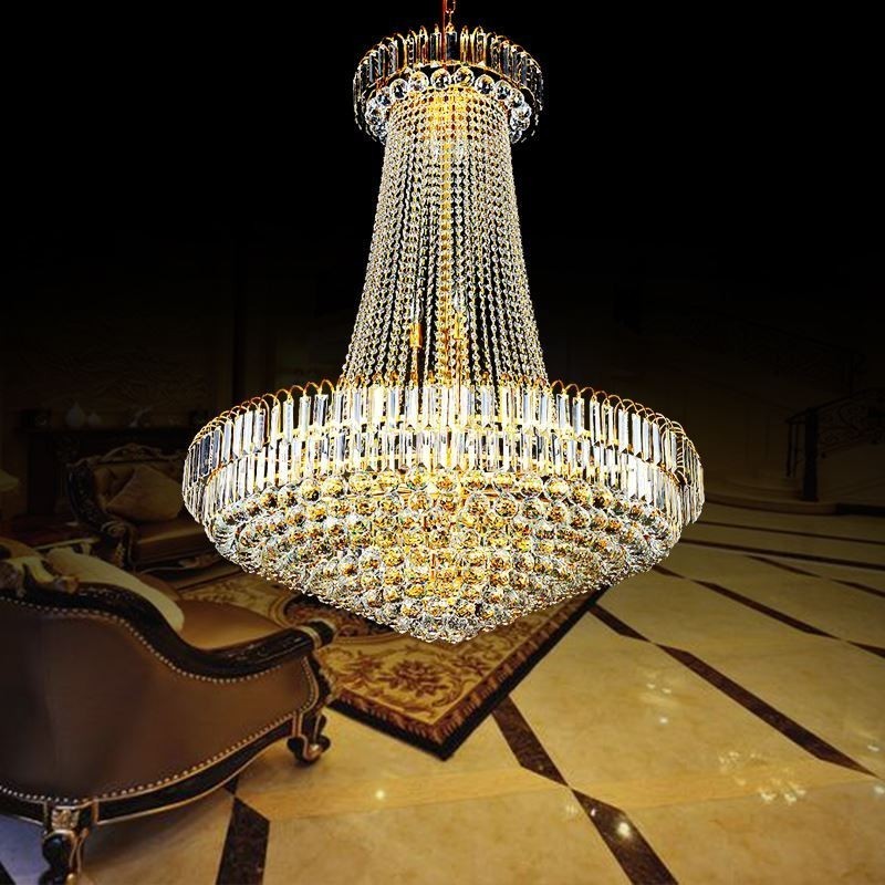 Elegantný krištáľový luster Európske závesné svetlo Dlhý závesný luster Duplex schodisko