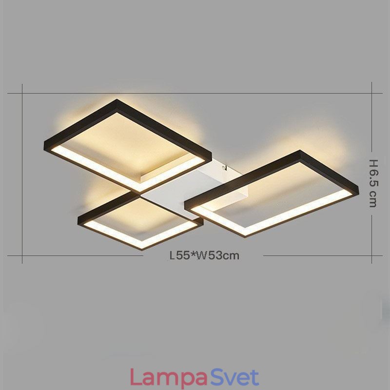 Zapustené stropné svietidlo Minimalist 3 štvorcové plynule stmievateľné s diaľkovým ovládaním 60W