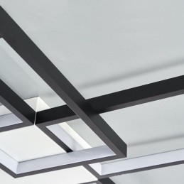 Minimalistické stropné svietidlo pod omietku s piatimi štvorcovými plynule stmievateľné s diaľkovým ovládaním 92W