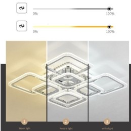 Zapustené akrylové štvorcové stropné svietidlo Chrome 8 svetiel
