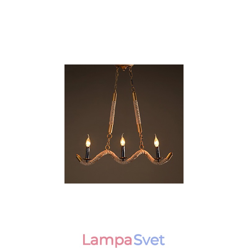 Sviečka Konopný luster Vintage prívesok Kované železné vlnité konopné lano luster