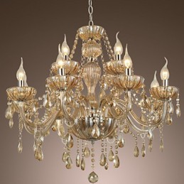 Luster Crystal Luxury Modern 2 Tiers Living 12 Lights