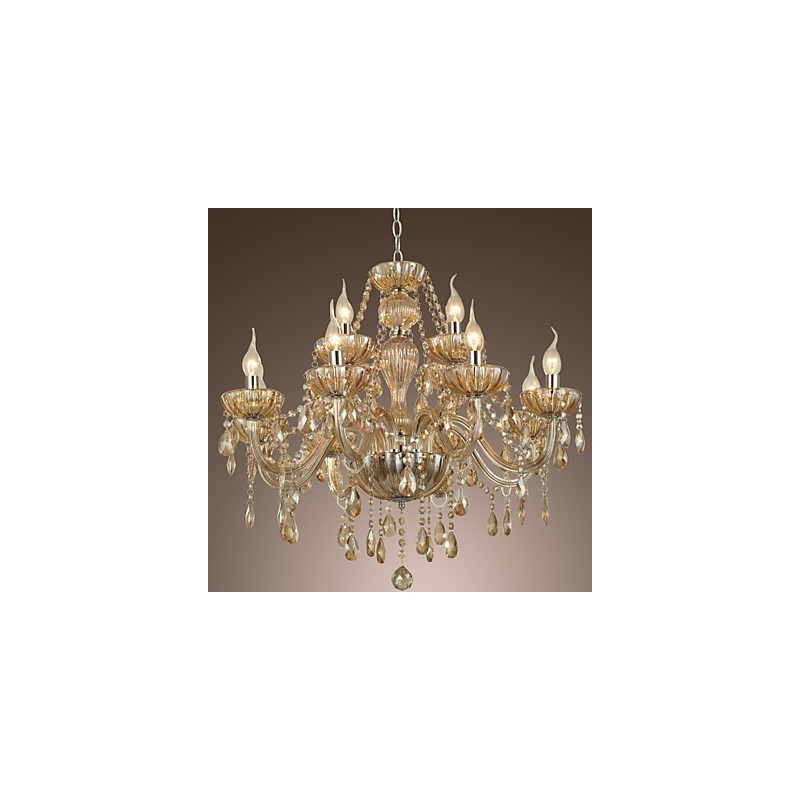 Luster Crystal Luxury Modern 2 Tiers Living 12 Lights