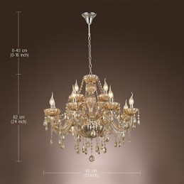 Luster Crystal Luxury Modern 2 Tiers Living 12 Lights